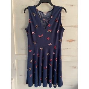 Blue Mini Dress with Butterflies